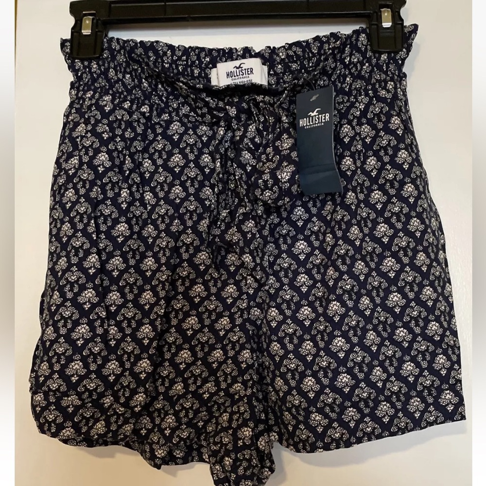 Hollister Shorts Women S Small Blue Boho Flowy Ultra High Rise Elastic Waist New